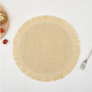 Burlap Round Braided Placemats Set of 12 for Dining Tables 15 Inch Heat Resistant Jute Table Mats for Wedding, Holiday