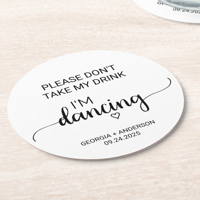 100pcs Please Don't Take My Drink, Minimalist Modern Round Paper Coaster for Wedding Reception