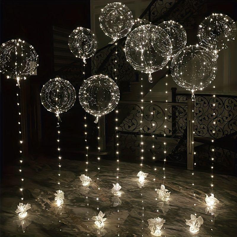 Bright LED Balloons For Birthday Wedding Party – Round & Heart Shape, Decorative Club Light Balloons (Batteries Included)