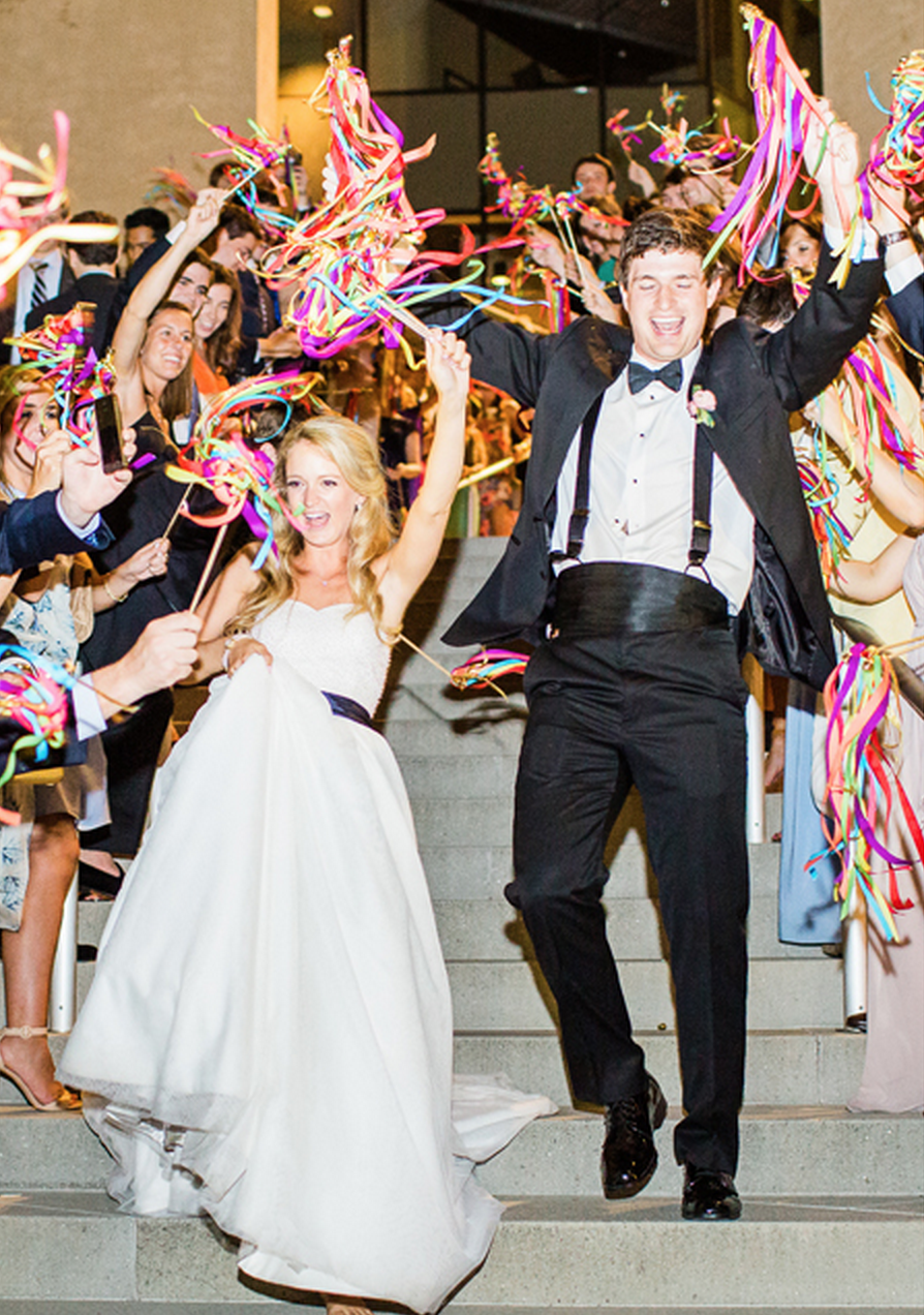 Handmade Wedding Ribbon Wands with Triple Ribbon & Bell
