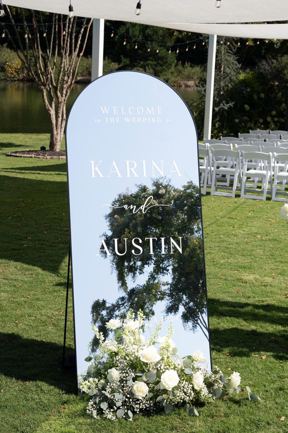 Welcome Wedding Sign Decal | Customizable Names For Wedding Mirror, Acrylic, Cardboard