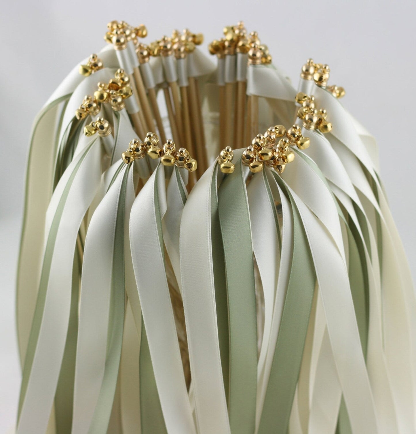 Handmade Elegant Wedding Ribbon Wands with Bells - Fully Customizable