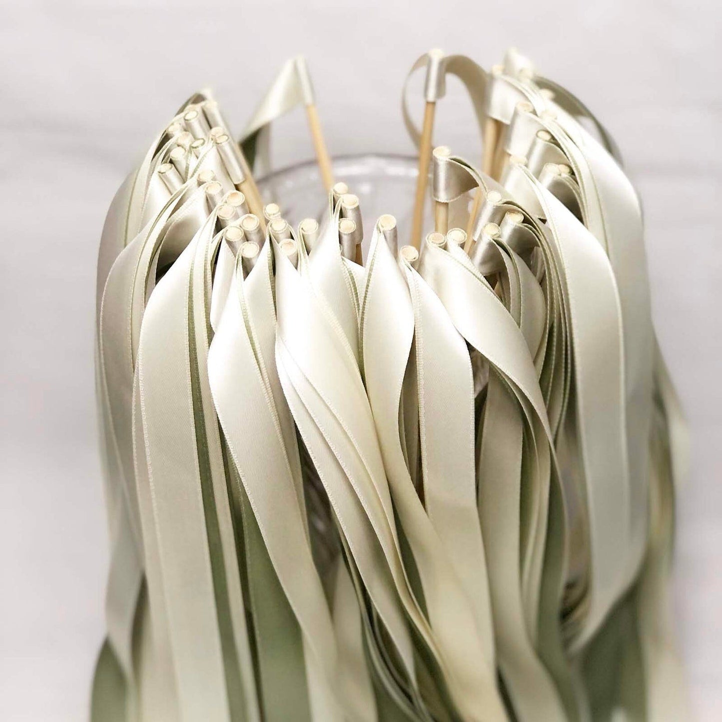 Handmade Luxury Ivory Ribbon Wands for Elegant Wedding Exit
