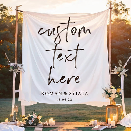 Create a truly unique celebration with our Custom Tapestry Wedding Decor. Fully customizable to match your wedding theme