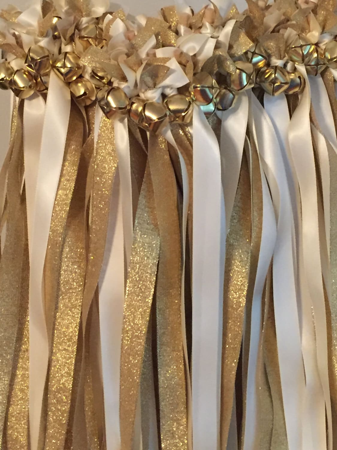 Handmade Luxury Champagne Gold Wedding Ribbon Wands with Bells for Wedding Send-Off