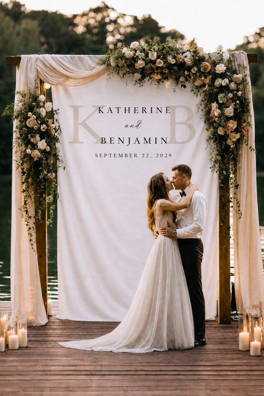 Personalized Monogram Wedding Backdrop Bride and Groom's Name