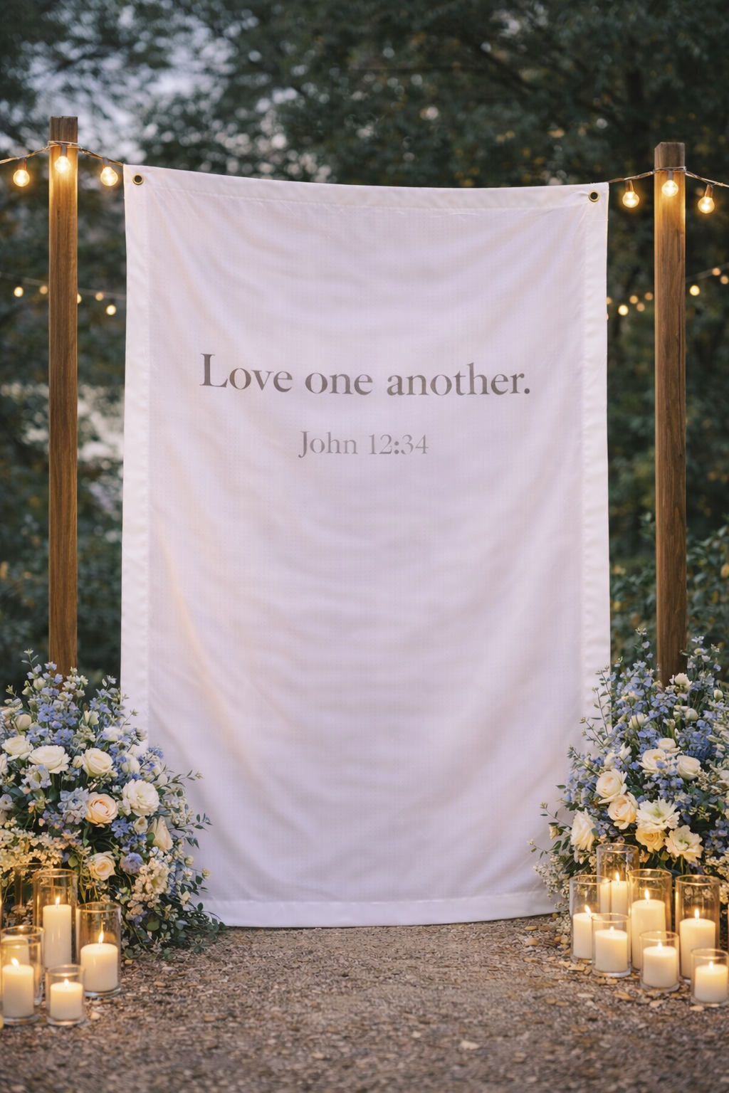Personalized Wedding Backdrop for Wedding Photography, 'Love one another.' Backdrop
