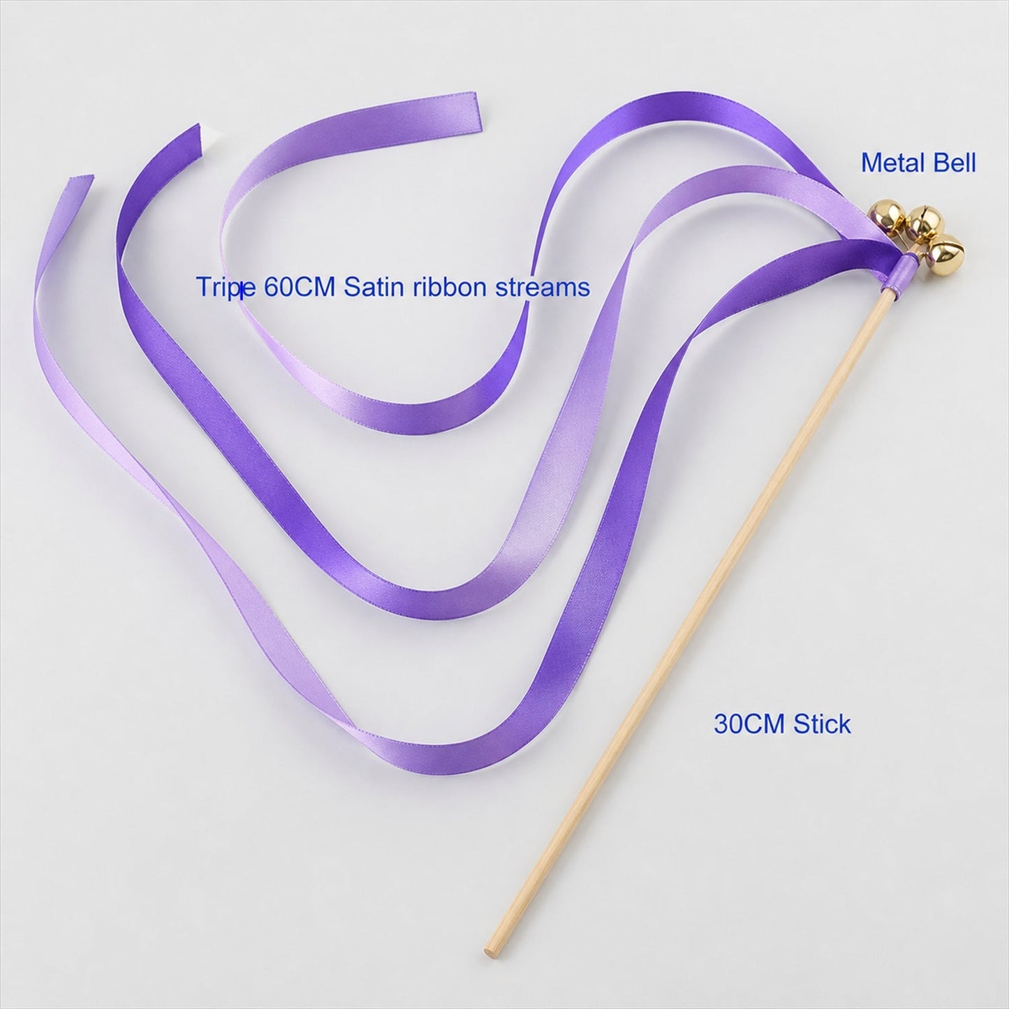 Handmade Purple & Lavender Satin Wedding Ribbon Wands with Bell