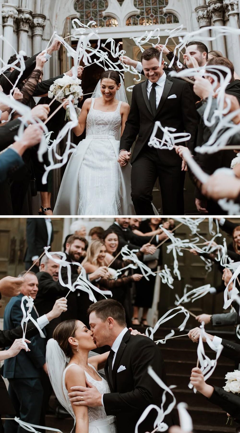 Handmade Modern Burgundy Wedding Ribbon Wands with Bell - Vanilla, Charcoal and Burgundy