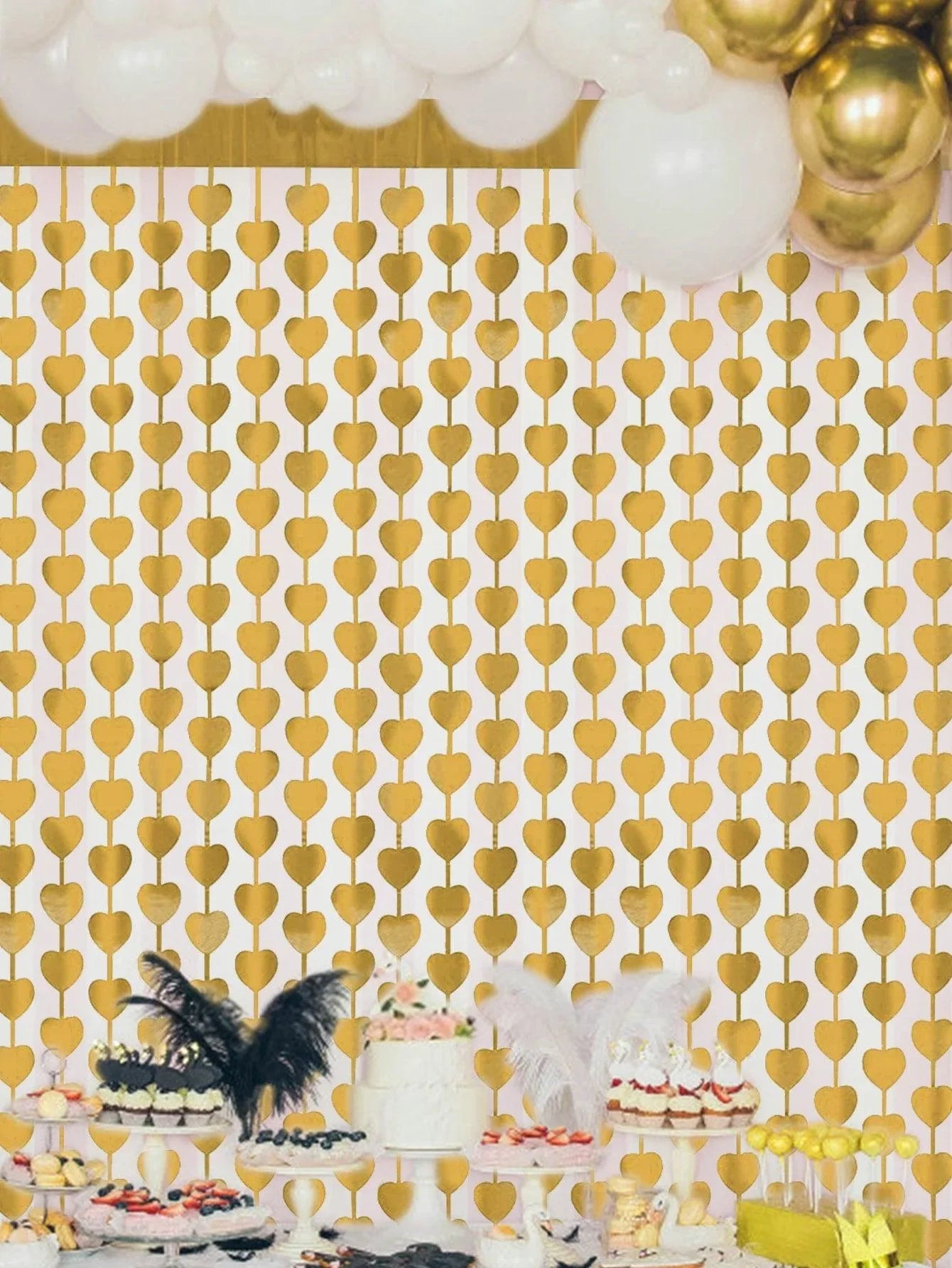 2pcs Gold Heart String Curtain for Wedding and Bridal Shower – Hibrides