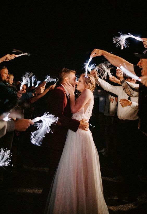 White Light Up Stick Fiber Optic Wand Sparklers for Wedding Send offs - Hibrides