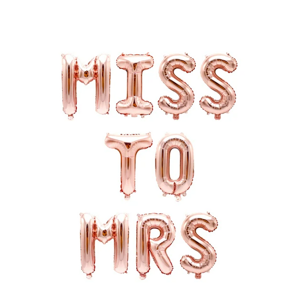 Miss To Mrs Letter Balloon Banner Party Decorations for Bridal Shower or Bachelorette Decorations - Hibrides