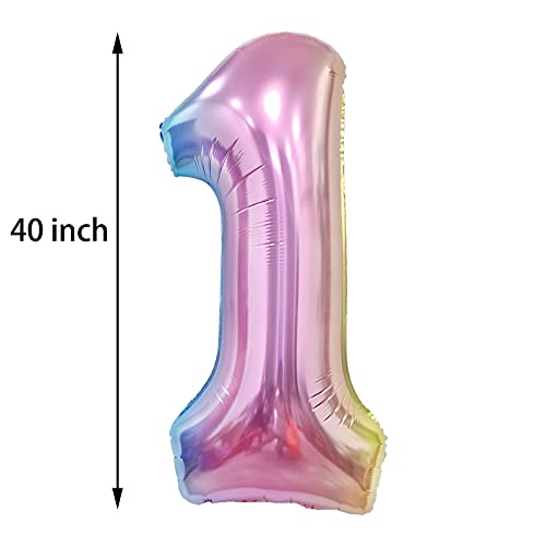 40 inch Giant Number Rainbow Foil Balloon for Birthday Party Wedding - Hibrides