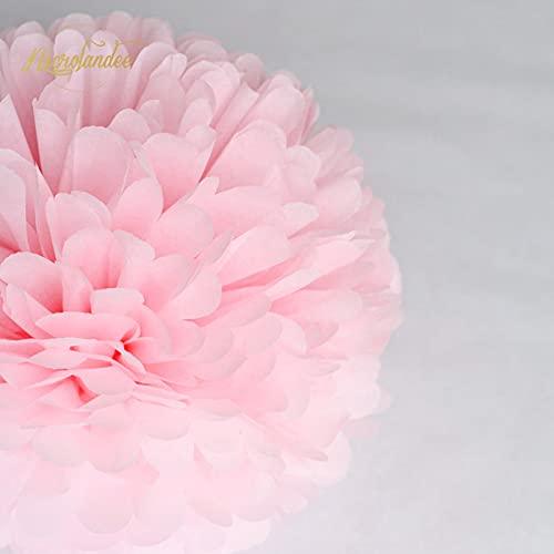 12 PCS Dusty Rose Blush Pink Tissue Pom Poms for Birthday Wedding Decorations - Hibrides