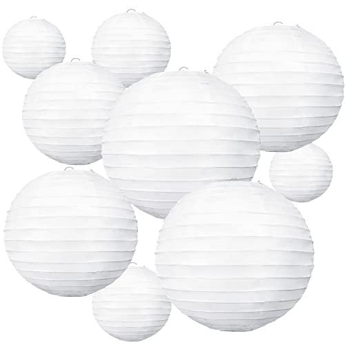 20Pcs Decorative White Hanging Paper Lanterns for Rustic Weddings - Hibrides