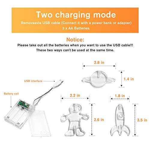 LED String Light Astronaut Spaceship for Kids Birthday Party and Room Decorations - Hibrides