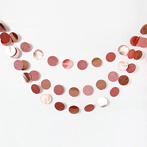 Glitter Rose Gold Circle Dots Garland Party Decorations for Wedding Birthday - Hibrides
