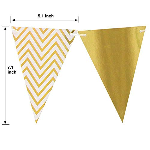 Sparkly Paper Banner Triangle Flags Bunting for Baby Shower, Birthday Party Decorations - Hibrides