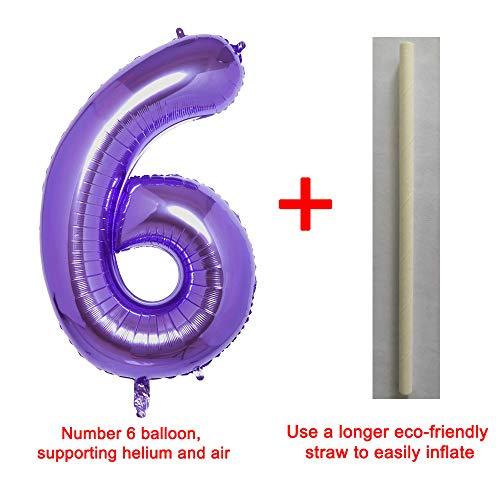 40 Inch Purple Jumbo Digital Number Balloons Foil Mylar Balloons for Birthday Party and Anniversary - Hibrides