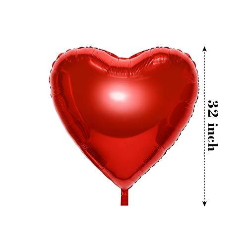 4 Pieces 32 Inches Large Heart Shaped Balloons for Valentine's Day Wedding Engagement - Hibrides