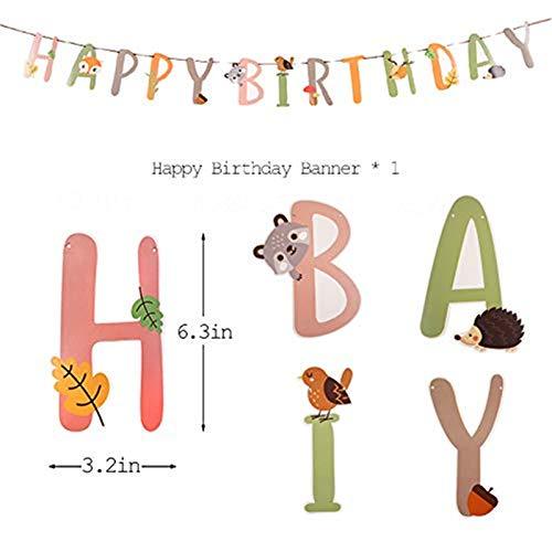 Woodland Animal Balloons & Happy Birthday Banner Birthday Party Decorations - Hibrides