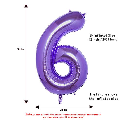 40 Inch Purple Jumbo Digital Number Balloons Foil Mylar Balloons for Birthday Party and Anniversary - Hibrides