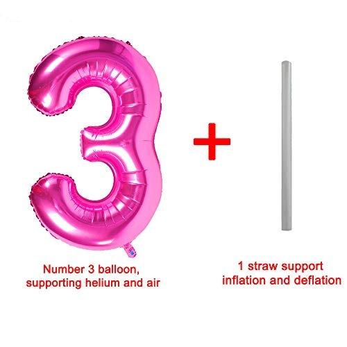 40 Inch Pink Jumbo Number Balloons for Birthday Foil Balloon Party Decorations - Hibrides