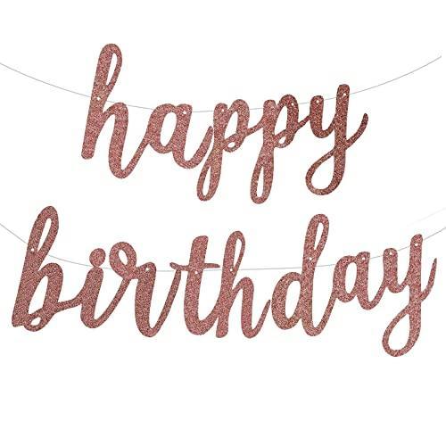 Rose Gold Happy Birthday Alphabet Banner for Birthday Party Decorations - Hibrides