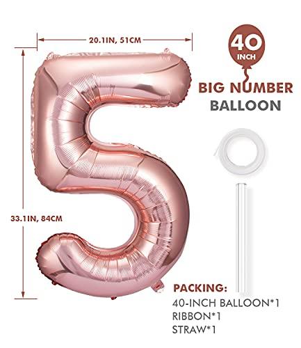 40 Inch Rose Gold Jumbo Number Balloons Birthday Party Decorations - Hibrides
