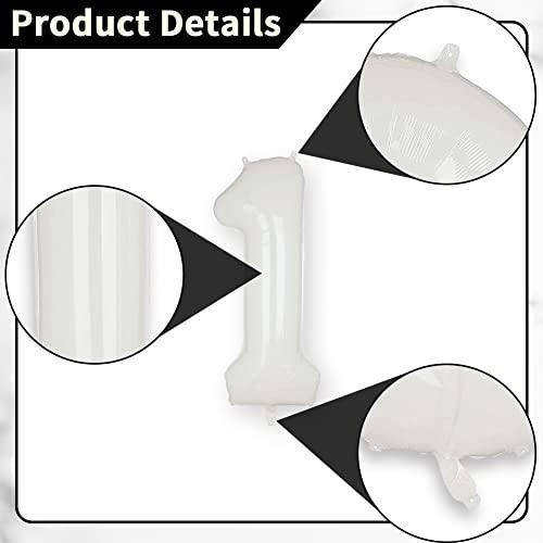 40" White Number Balloon Helium Foil Number Balloons Self Inflating for Birthday Party - Hibrides