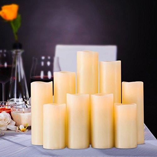 Set of 9 Flameless Candle with Remote Control for Wedding Centerpieces - Hibrides