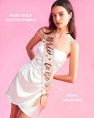 Rose Gold Glitter Bachelorette Party Sash for Bachelorette Party Decorations - Hibrides