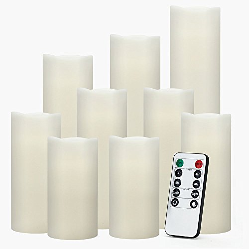 Set of 9 Flameless Candle with Remote Control for Wedding Centerpieces - Hibrides