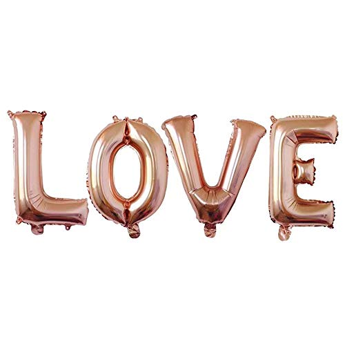 40 Inch Rose Gold Giant Love Letter Balloons Foil Mylar for Party Decorations - Hibrides