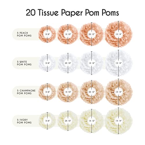 20PCS Tissue Pom Pom Decorations for Birthday and Bridal Shower - Hibrides