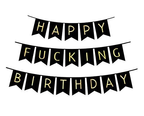 Black Happy Fucking Birthday Bunting Banner for Birthday Decorations - Hibrides