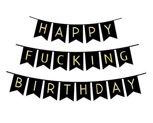Black Happy Fucking Birthday Bunting Banner for Birthday Decorations - Hibrides