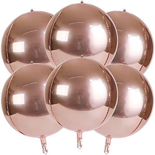 Rose Gold 4D Balloons 6Pcs 18 inch Mylar Foil Balloons for Graduation Wedding Decorations - Hibrides