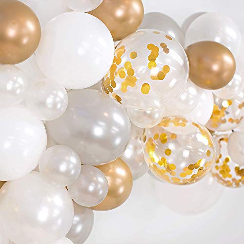 133Pcs White and Gold Balloon Arch for Weddings Bridal Shower Decorations - Hibrides