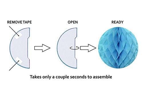 Blue Happy Birthday Banner Honeycomb balls Swirls Streamers for Birthday Decorations - Hibrides