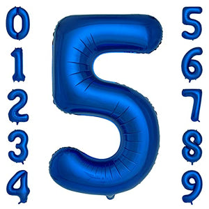 40 Inch Large Royal Blue Helium Foil Number Balloons for Birthday Party - Hibrides