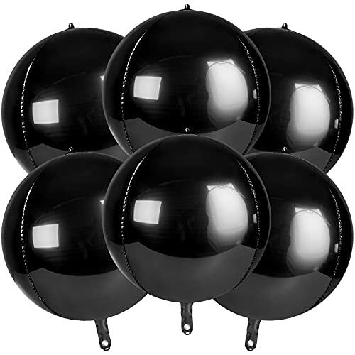Black 4D Balloons 6Pcs 18 inch Mylar Foil Balloons Great for Birthday Wedding Party - Hibrides