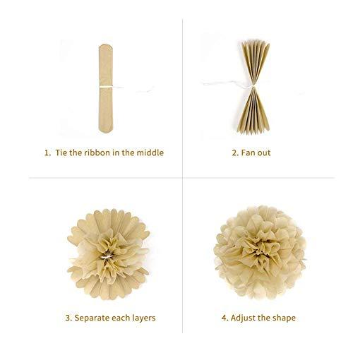 17pcs Rustic Paper Pom Poms Paper Fans Lanterns for Bridal Baby Shower Birthday Wedding - Hibrides