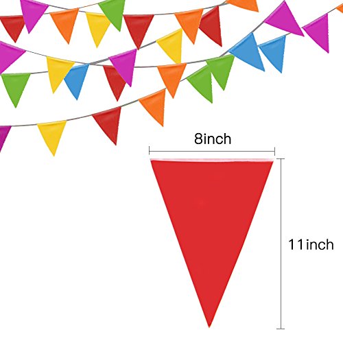 100 Feet Pennant Banner Multicolor Bunting Flags for Birthday Party Christmas Decorations - Hibrides