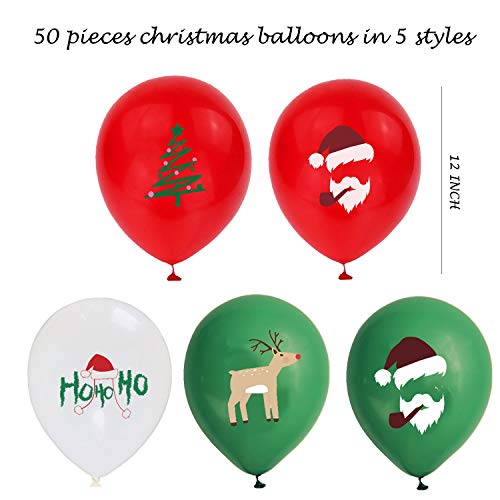 50 Pieces Red and Green Christmas Latex Balloons for Christmas Party Decorations - Hibrides