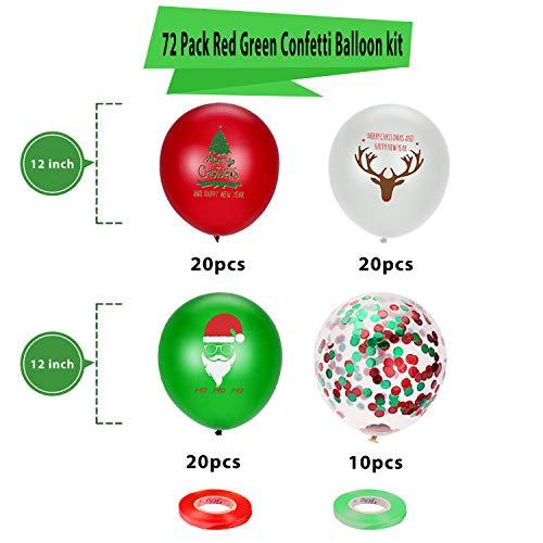 72pcs Christmas Balloons Red Green Confetti Balloons Kit for Christmas Holiday - Hibrides