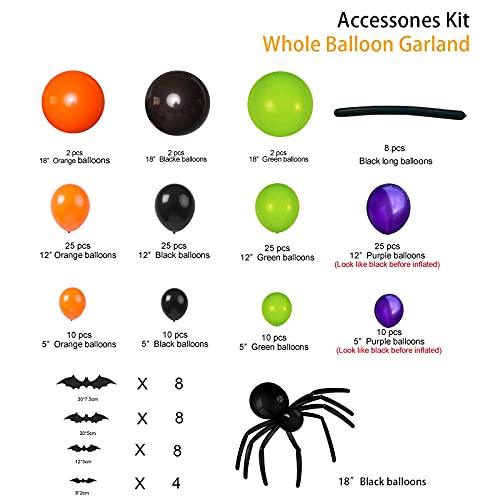 186Pcs Halloween Balloon Garland Arch kit with Spider Balloons for Halloween Theme Party Decorations - Hibrides