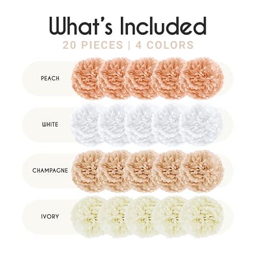 20PCS Tissue Pom Pom Decorations for Birthday and Bridal Shower - Hibrides