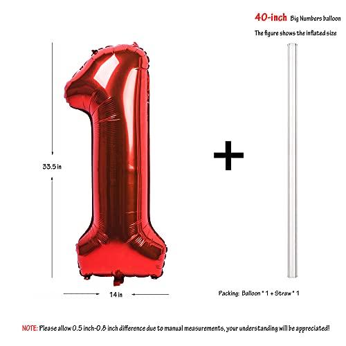 40 Inch Red Large Numbers Jumbo Balloons for Birthday Party Decorations - Hibrides