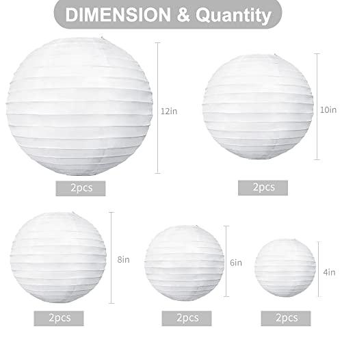 20Pcs Decorative White Hanging Paper Lanterns for Rustic Weddings - Hibrides